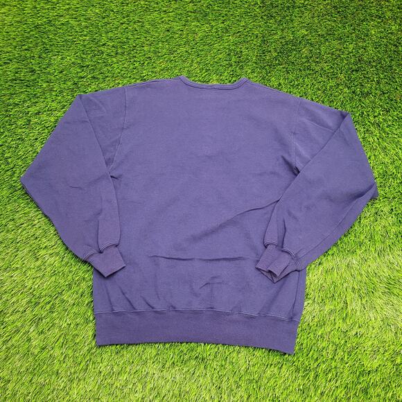 Vintage 80s JERZEES Henley Sweatshirt S/M 18x24 Purple Crop USA - Picture 2 of 10